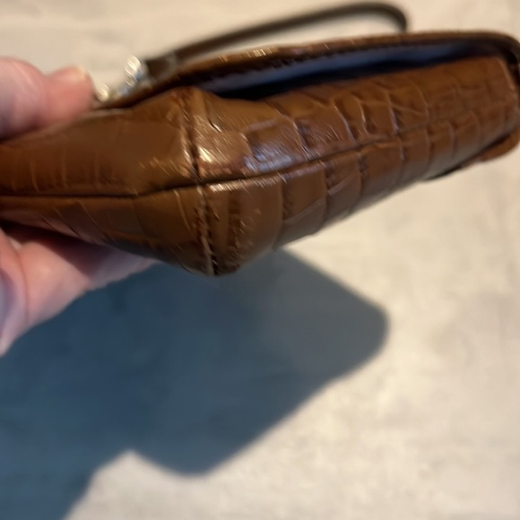 Coach  Vintage Ashley large Wristlet  Croc pattern Leather  brown /Silvertone - Picture 6 of 9